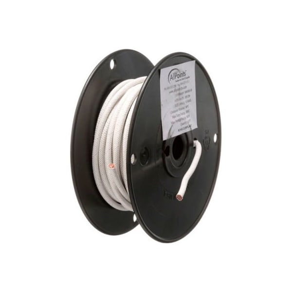 Allpoints 38-1294 High Temperature Wire, No 10 Gauge, Stranded SRGN, White, 50' Roll